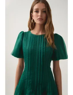Aje Nova Pleated Midi Dress in Emerald Green Size 12 for rent on The Volte - image 4