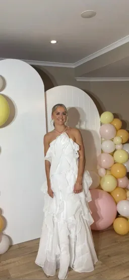 Aje Pandorea Layered Maxi Dress in Ivory Size AU8 for rent on The Volte - image 4