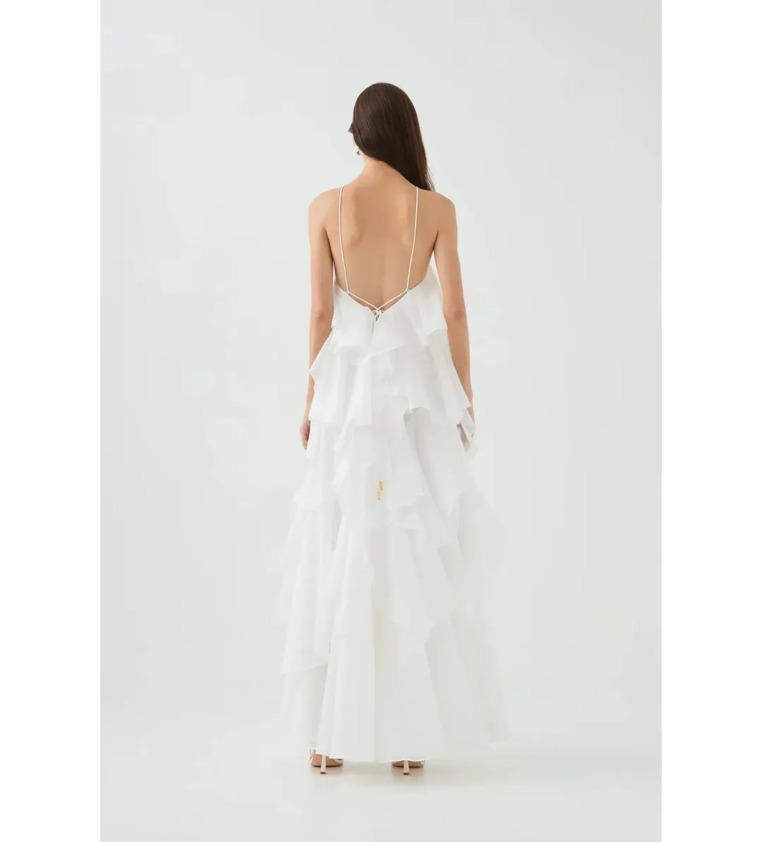 Aje Pandorea Layered Maxi Dress in Ivory Size AU8 for rent on The Volte - main image
