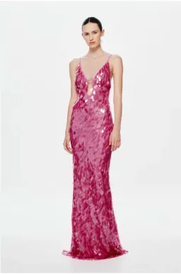 Misha Pink Sapphire Sequin Dress for rent on The Volte - image 3