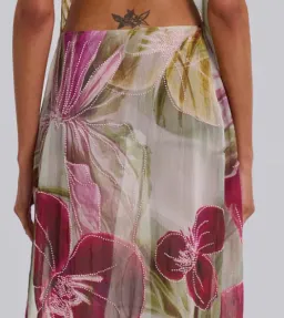 Jaded London Dahlia Hand-Beaded Backless Chiffon Maxi Dress in Rosa for rent on The Volte - image 4