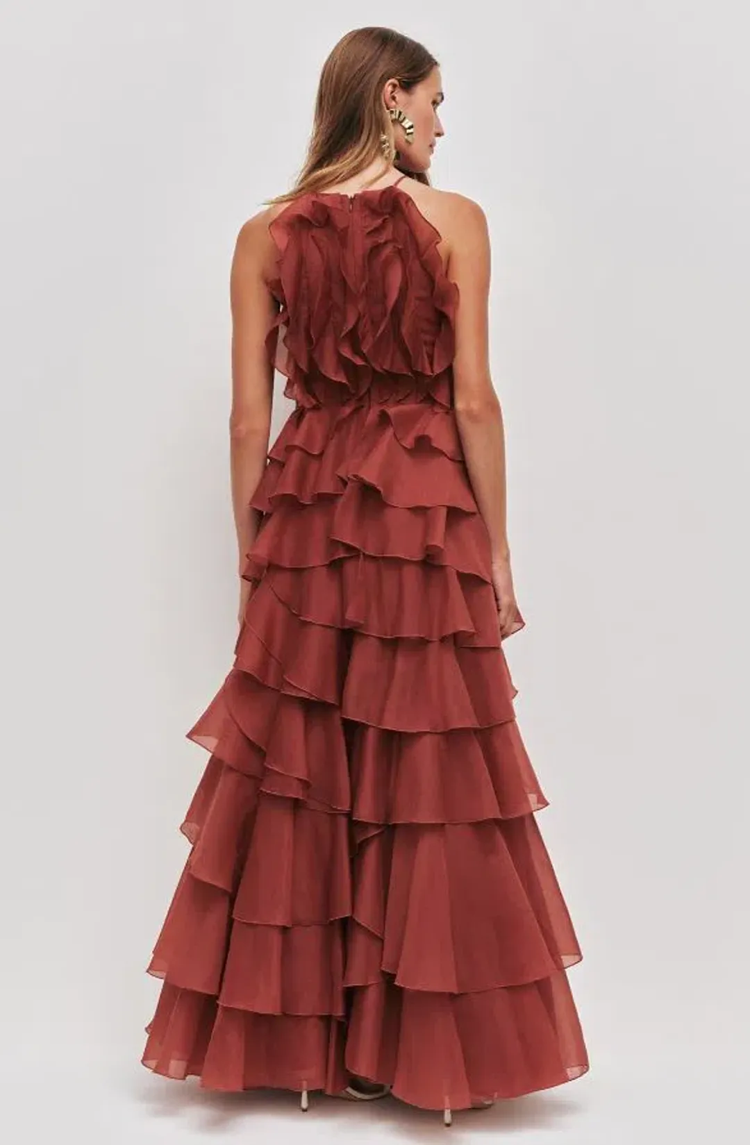 Aje Cleo Gown in Rust Size 8 for rent on The Volte - main image