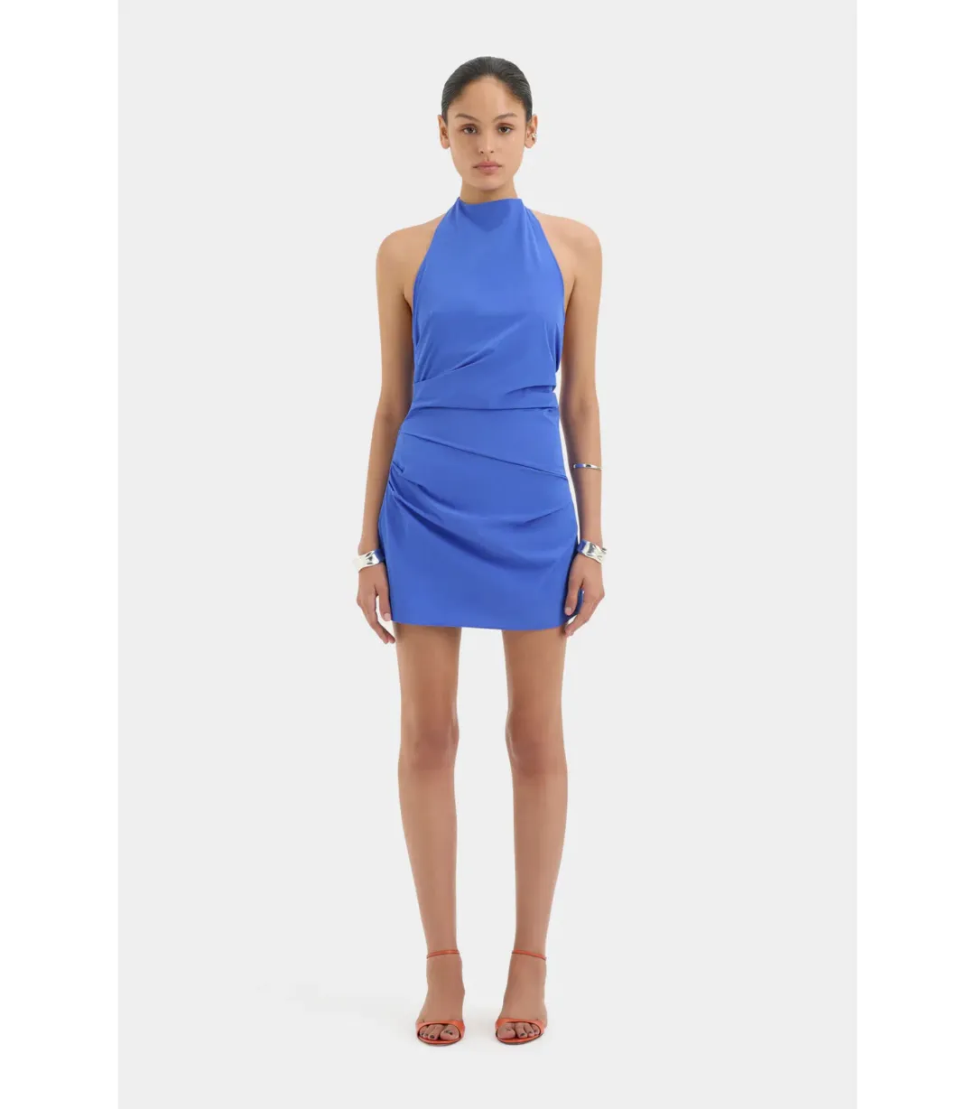 Sir the Label Sol Halter Mini Dress in Cobalt Blue Size AU 10  for rent on The Volte - main image