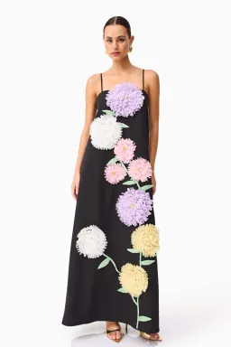 Elliatt Buttercup Embroidered Maxi Dress size 8 Black for rent on The Volte - image 3