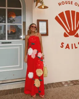 Elliatt Buttercup Embroidered Maxi Dress size 6 Red for rent on The Volte - image 3