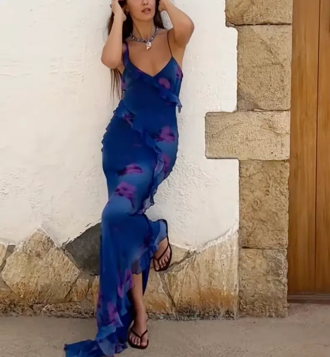 Rat & Boa SORRENTO DRESS in Blue & Purple Size S for rent on The Volte - main image