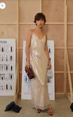 Oroton Sequin Slip Dress Champagne Size 10 for rent on The Volte - image 4