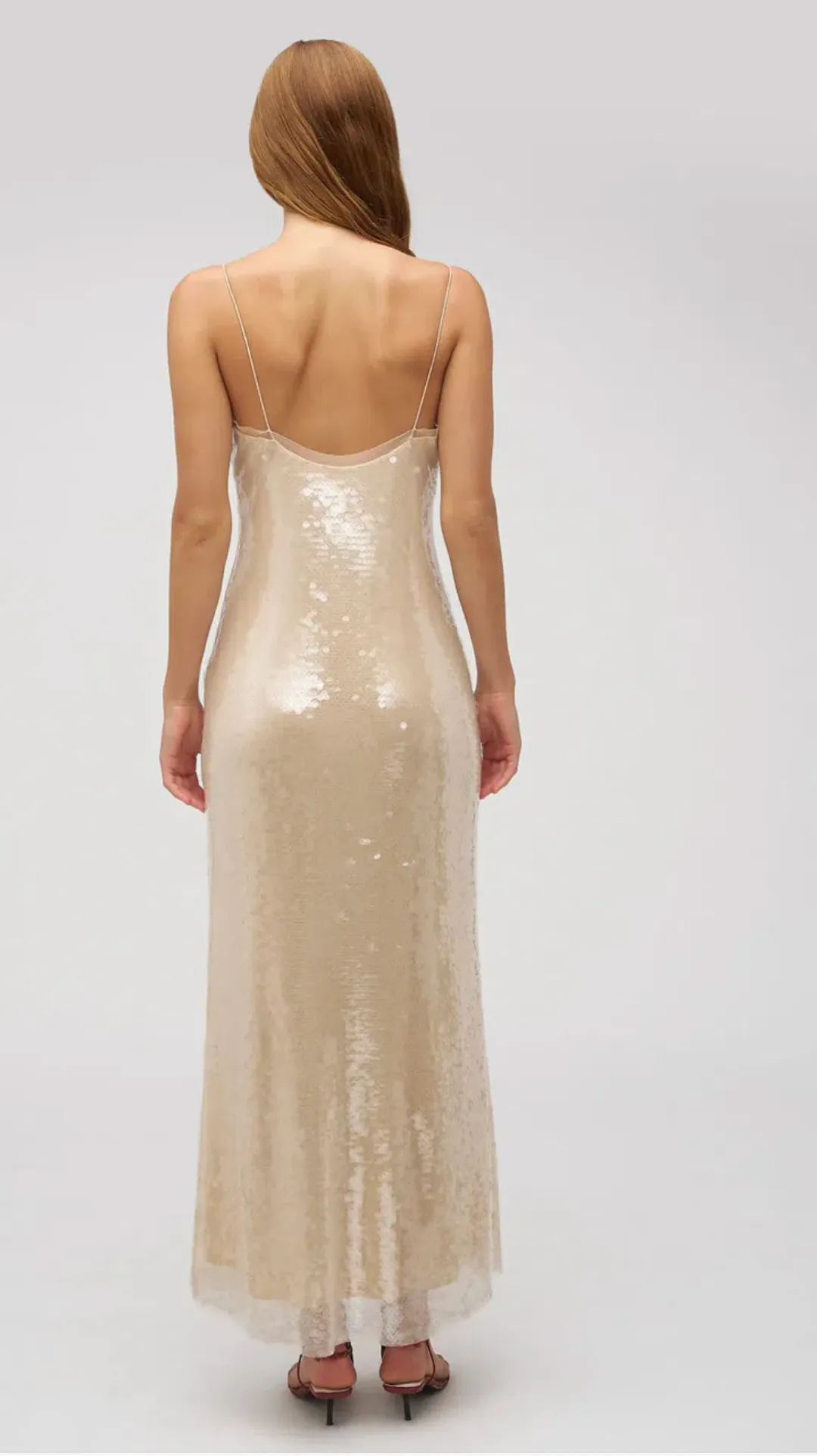 Oroton Sequin Slip Dress Champagne Size 10 for rent on The Volte - main image