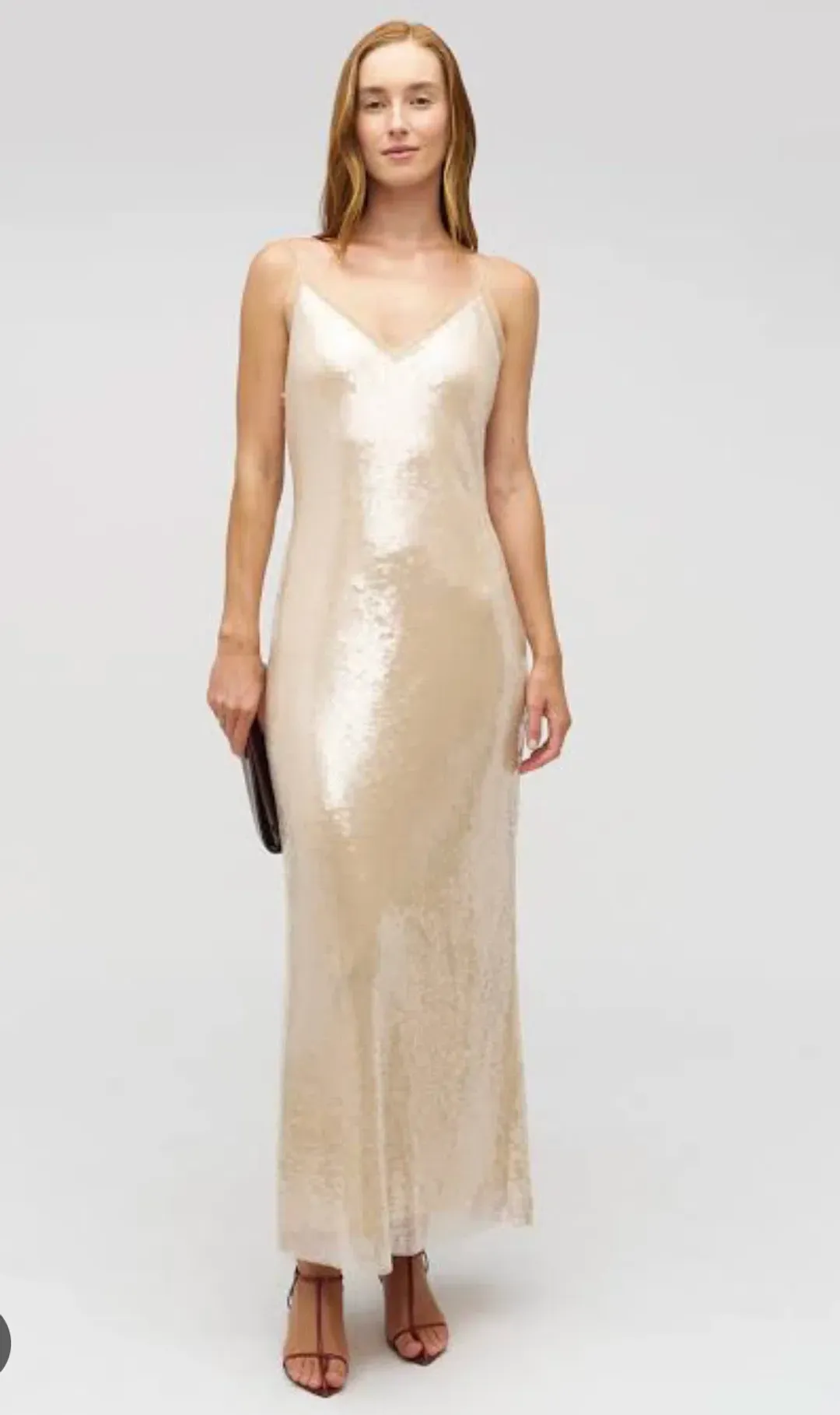 Oroton Sequin Slip Dress Champagne Size 10 for rent on The Volte - main image