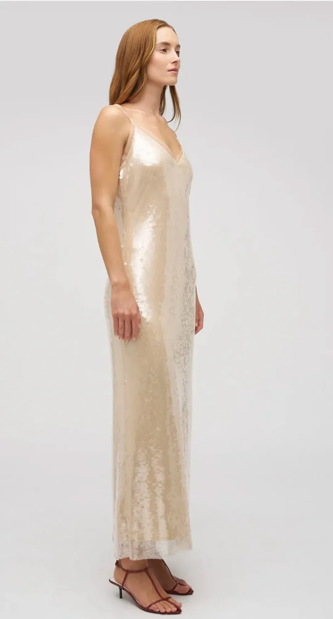 Oroton Sequin Slip Dress Champagne Size 10 for rent on The Volte - main image