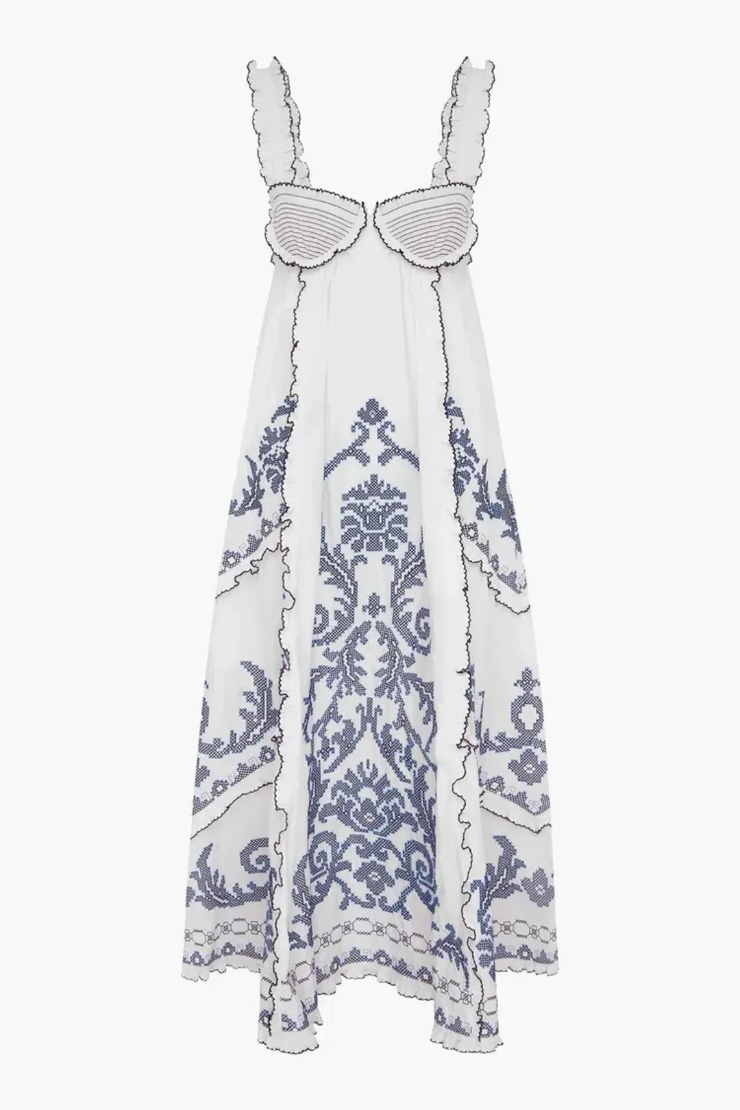 Alemais Hazel smocked embroidered midi dress size 14 for rent on The Volte - main image