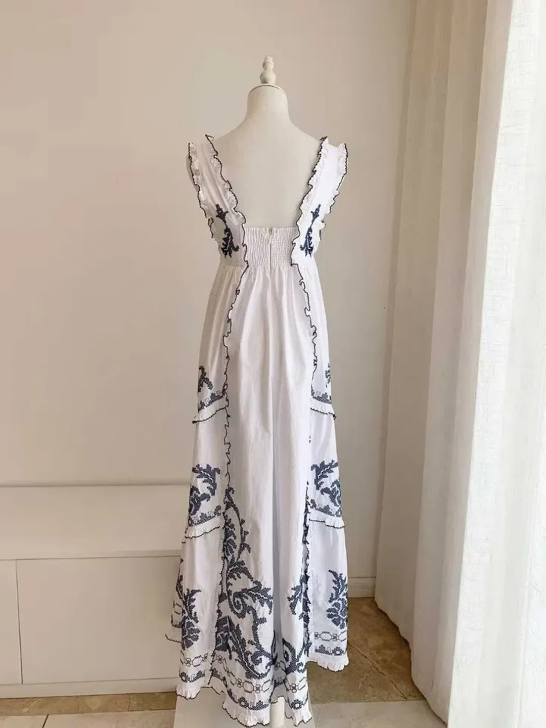 Alemais Hazel smocked embroidered midi dress size 14 for rent on The Volte - main image