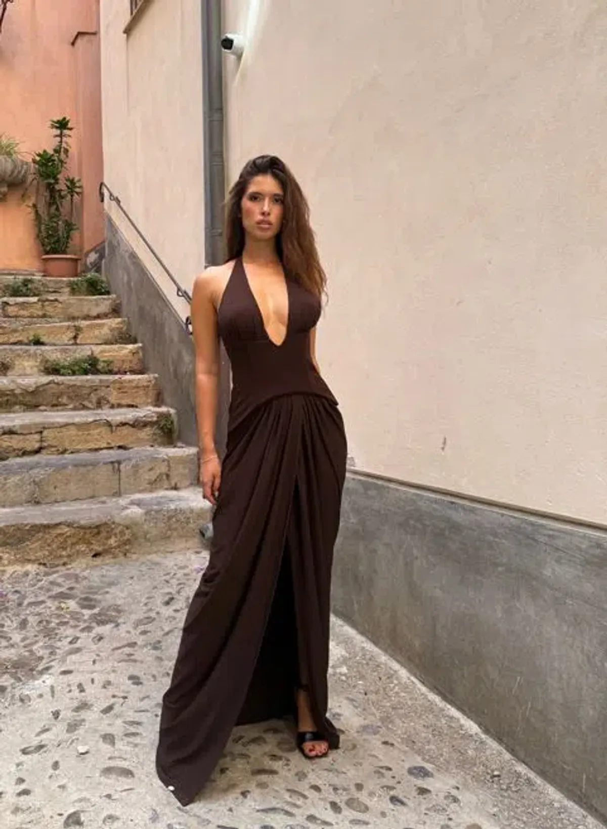 She Is Olla Landon Dress - Espresso Brown Size S for rent on The Volte - main image