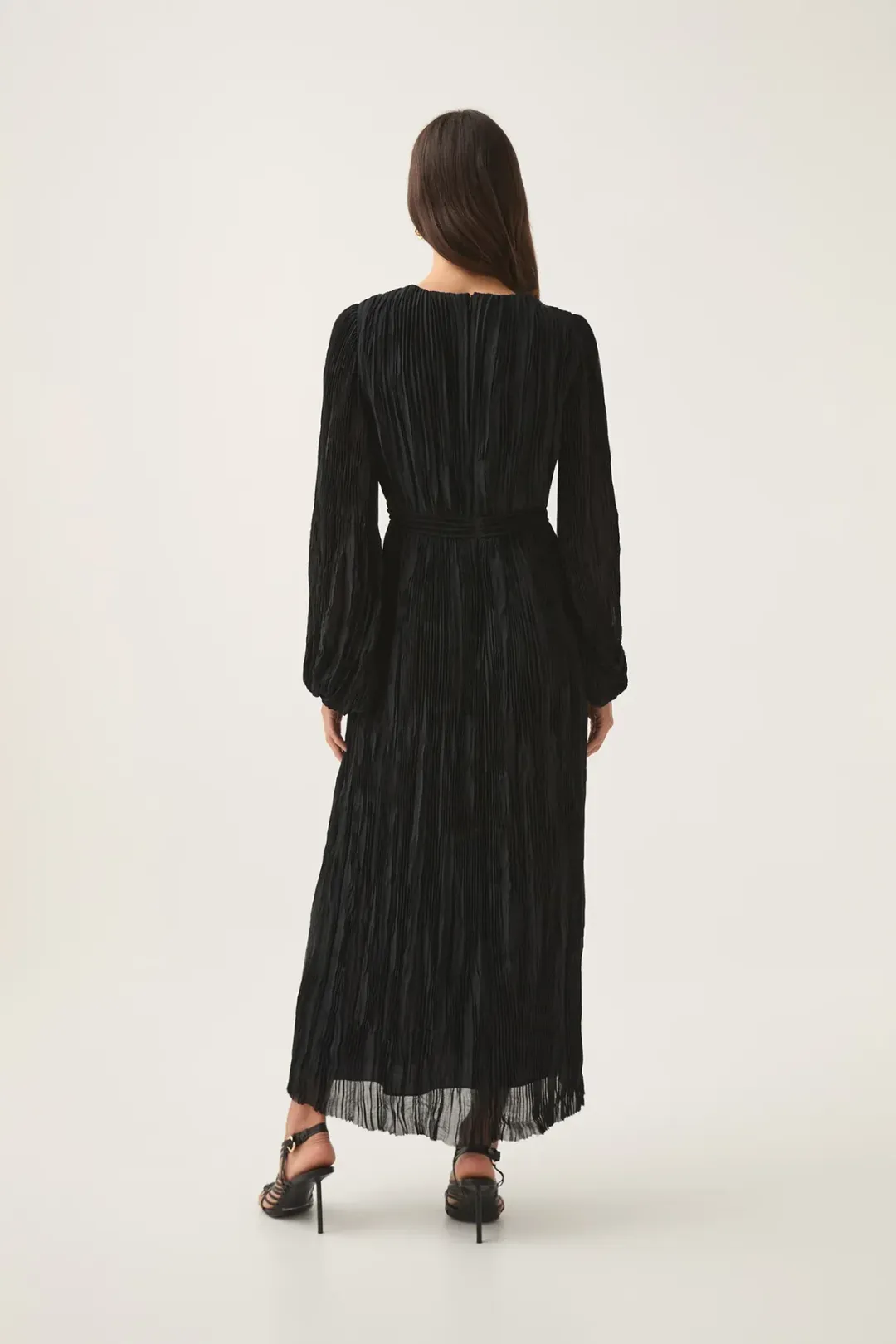 AJE Genevieve Pleated Midi Dress in Black Size S/AU8 for rent on The Volte - main image