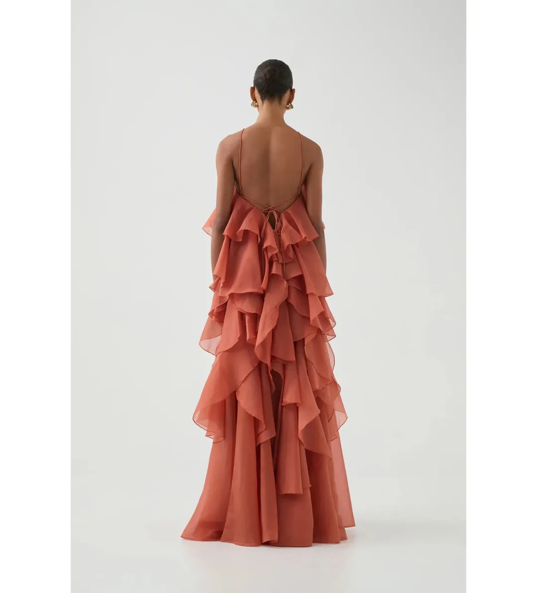 Aje Pandorea Layered Maxi Dress in Coral Clay Size 4 (Fits AUS 6-8) for rent on The Volte - main image