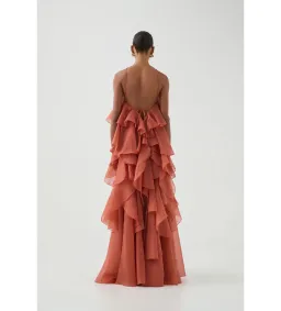 Aje Pandorea Layered Maxi Dress in Coral Clay Size 4 (Fits AUS 6-8) for rent on The Volte - image 4