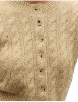 Seed Heritage CABLE CROPPED BUTTON CARDI Beige Size 8 for rent on The Volte - image 4
