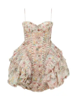 Zimmermann Rebellion Frayed Mini Dress in Mint Floral Size 0 / AU 8 for rent on The Volte - image 3
