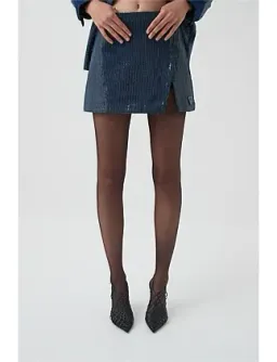 Aje Studio REFLECT DENIM MINI SKIRT Navy Size 8 for rent on The Volte - image 4
