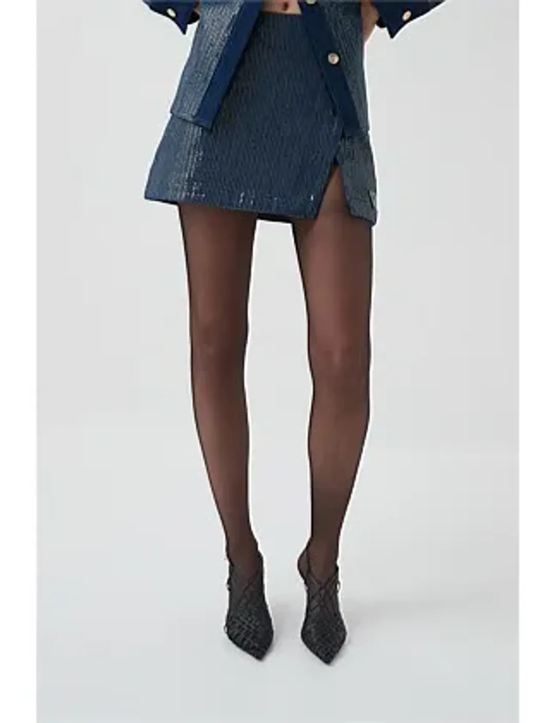 Aje Studio REFLECT DENIM MINI SKIRT Navy Size 8 for rent on The Volte - main image