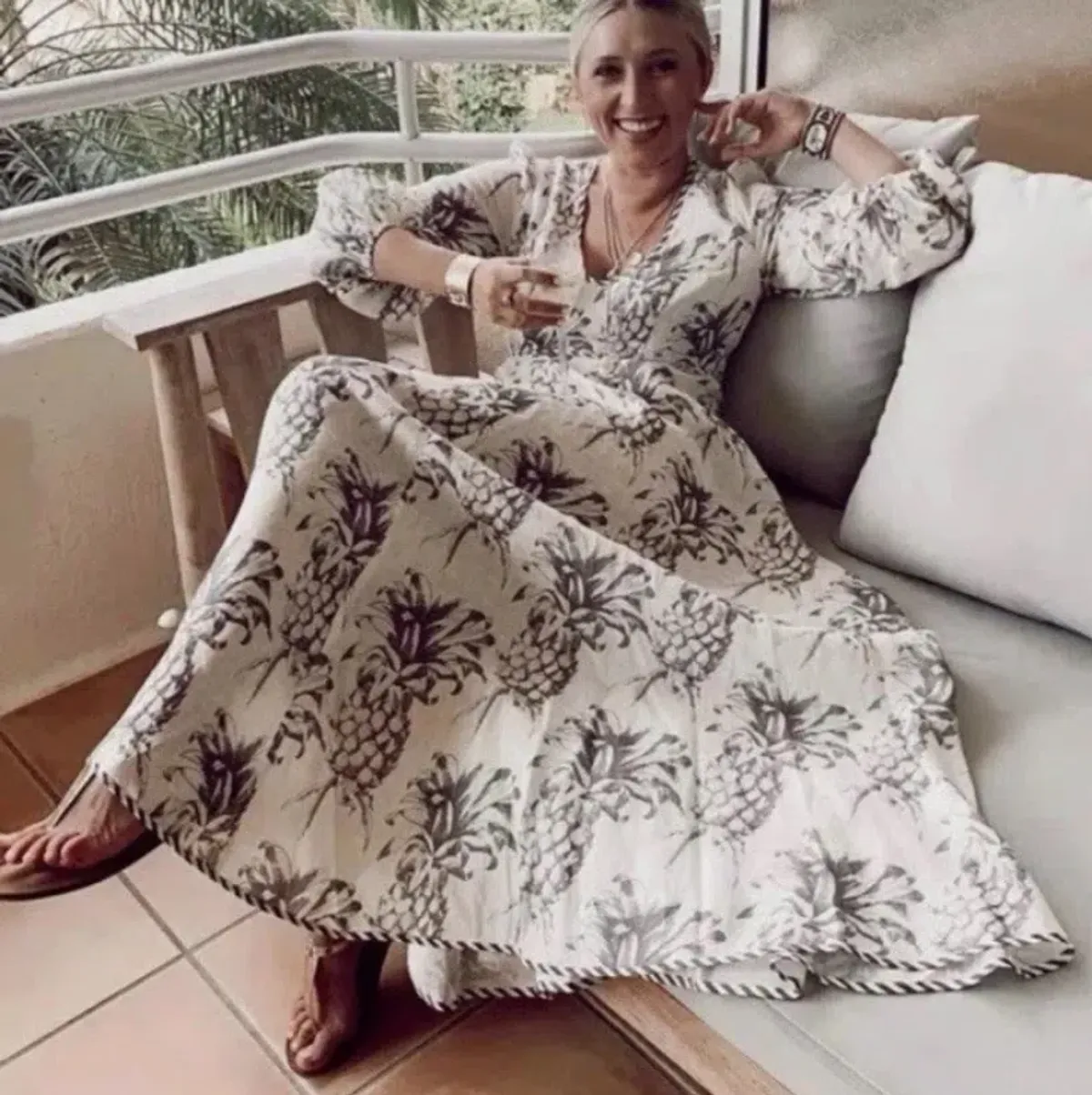 Zimmermann Wayfarer Plunge Neck Maxi Dress Size 1 (10) for rent on The Volte - main image