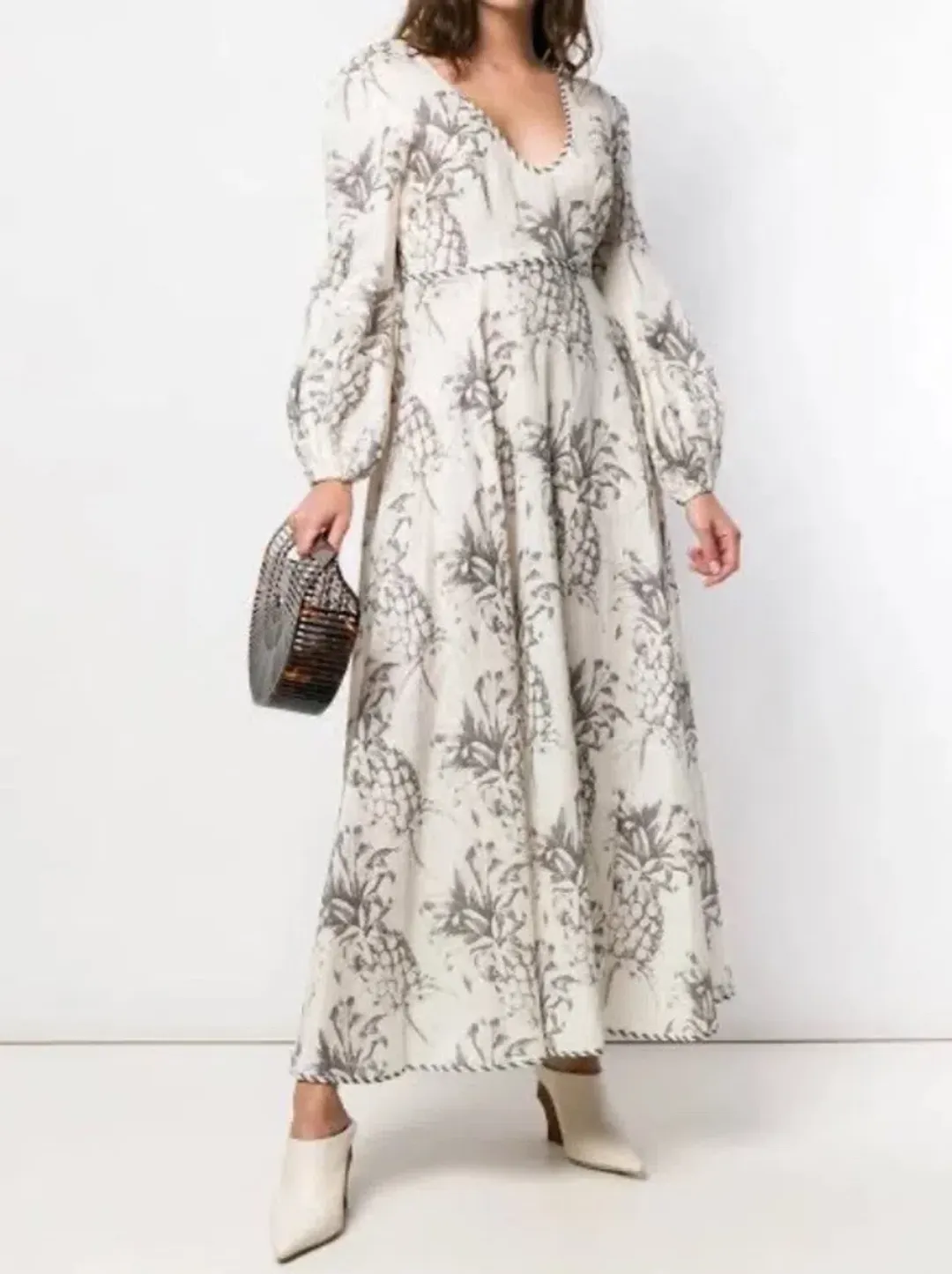 Zimmermann Wayfarer Plunge Neck Maxi Dress Size 1 (10) for rent on The Volte - main image