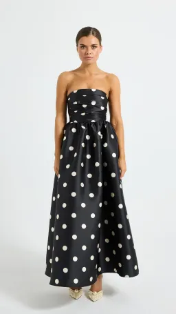Pasduchas Dottie Strapless Midi Dress Size 10 in Black/Cream   for rent on The Volte - image 1