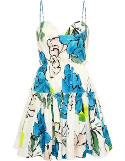 AJE Maya Tiered Mini Dress Cool Camellia Floral Races Size 10 M Medium for rent on The Volte - image 1