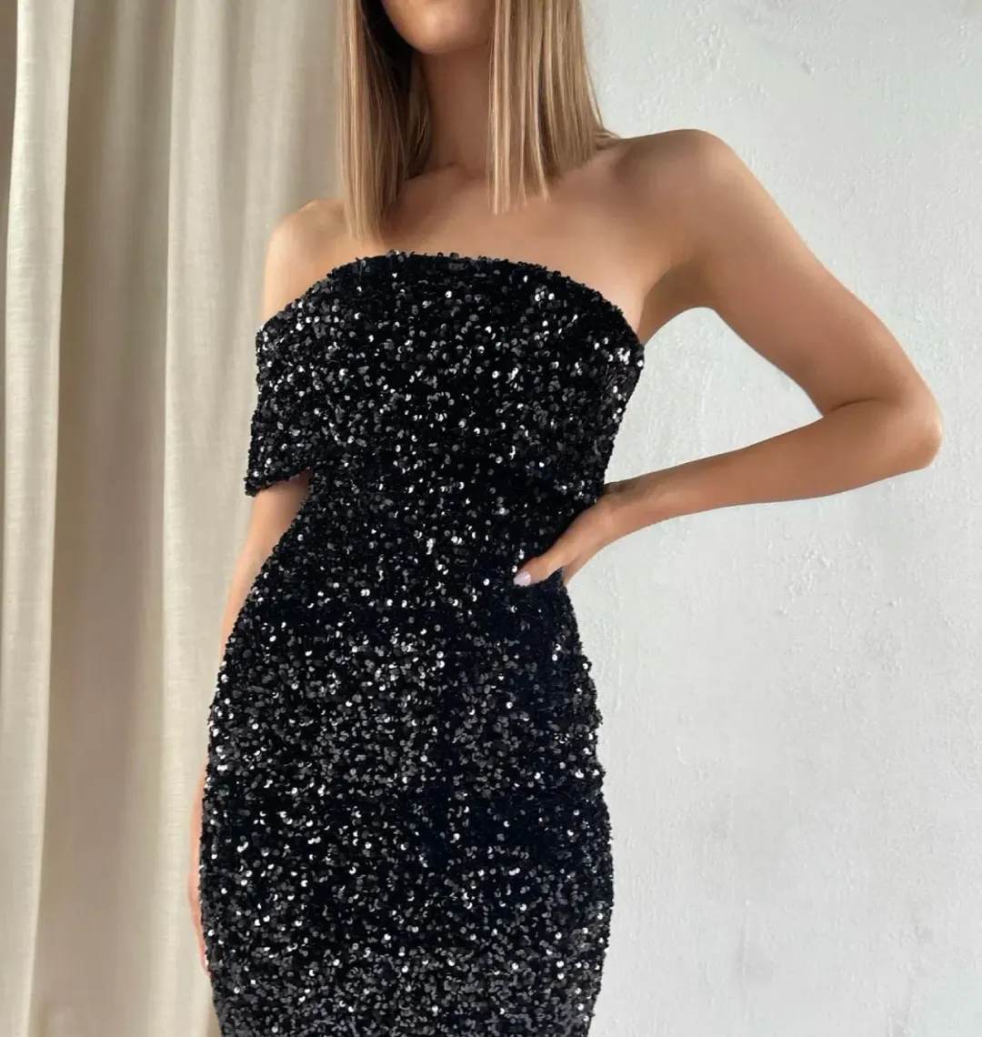 ELIYA THE LABEL ALYSSA SEQUIN MIDI DRESS BLACK L LARGE 12 for rent on The Volte - main image