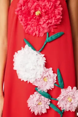 Buttercup Embroidered Maxi Dress In Red for rent on The Volte - image 6