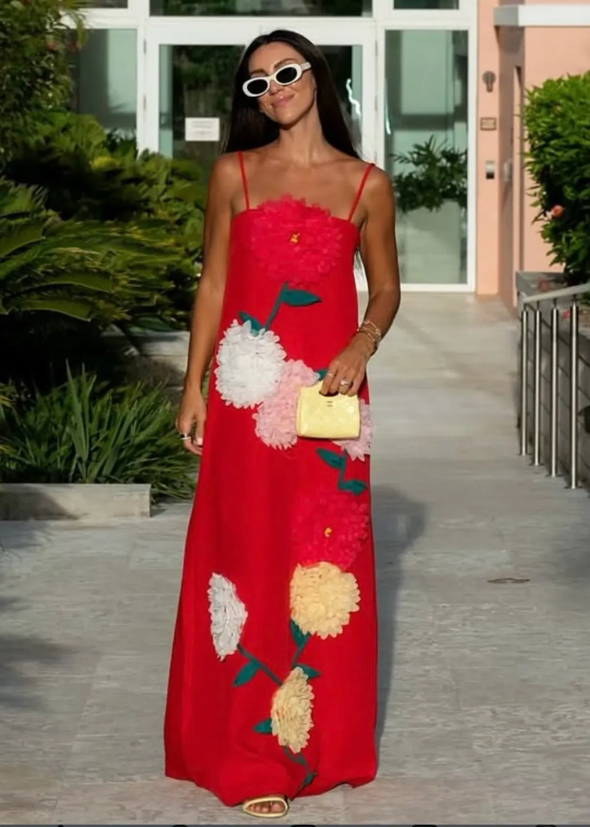 Buttercup Embroidered Maxi Dress In Red for rent on The Volte - main image