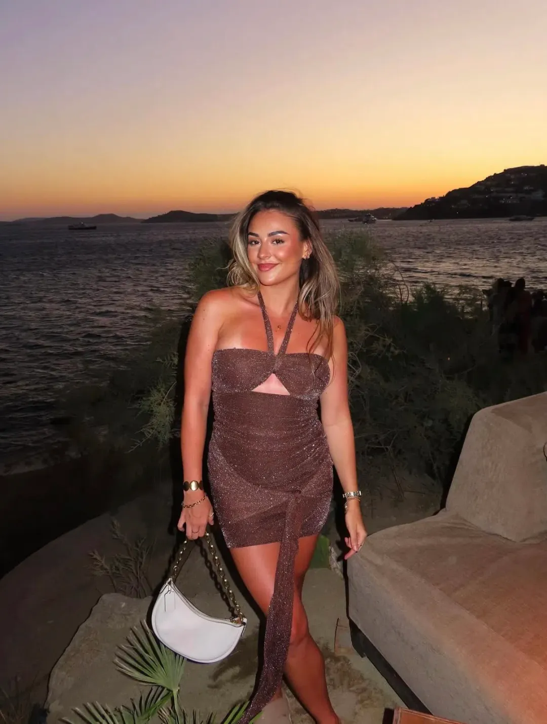 Benni Prianka Halter Mini Dress in Espresso Size 6 for rent on The Volte - main image