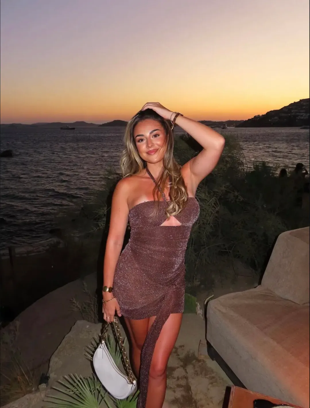 Benni Prianka Halter Mini Dress in Espresso Size 6 for rent on The Volte - main image