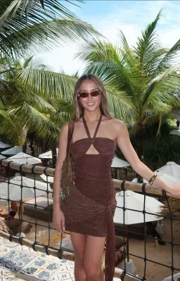 Benni Prianka Halter Mini Dress in Espresso Size 6 for rent on The Volte - image 7