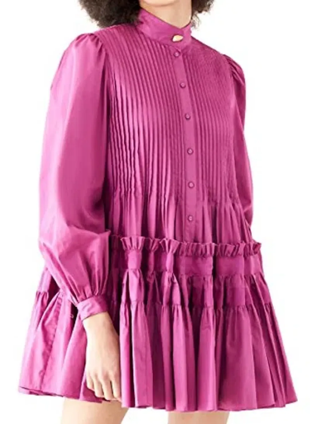 Aje Run Free Long Sleeve Smock Dress Magenta Size 10 for rent on The Volte - main image