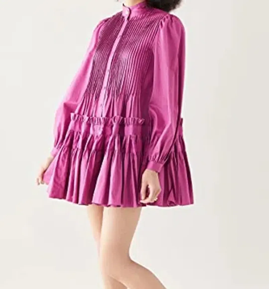 Aje Run Free Long Sleeve Smock Dress Magenta Size 10 for rent on The Volte - main image