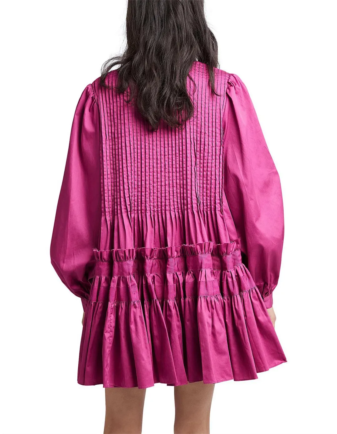 Aje Run Free Long Sleeve Smock Dress Magenta Size 10 for rent on The Volte - main image