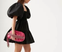 Aje Casa Black Puff Sleeve Mini Dress size 14 for rent on The Volte - image 3