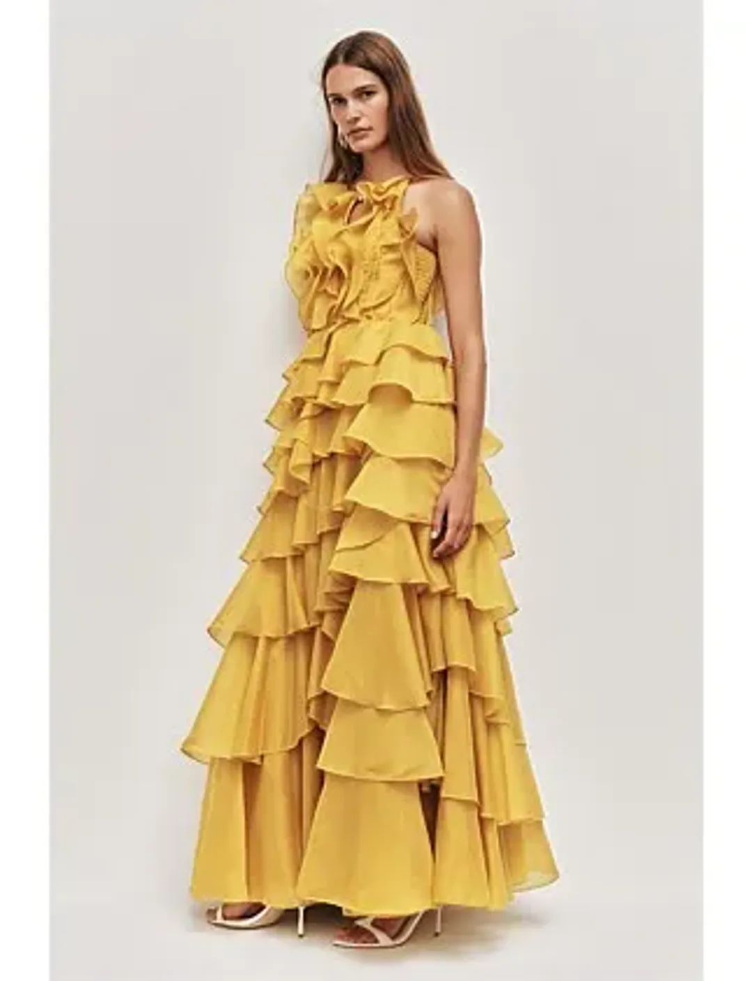 Aje Cleo Gown Chartreuse Size 12 for rent on The Volte - main image