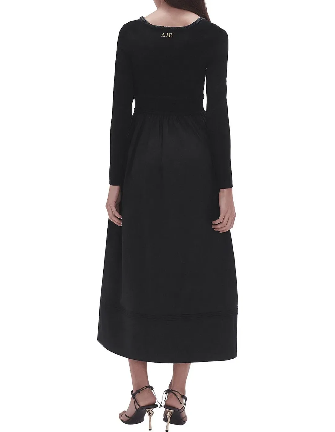 Aje Audrey Black Knit Midi Dress XL for rent on The Volte - main image