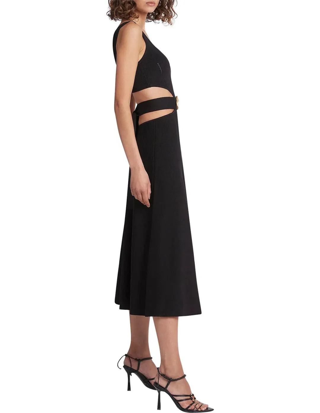 Aje Frey Cut Out Black Midi Dress Size 14 for rent on The Volte - main image