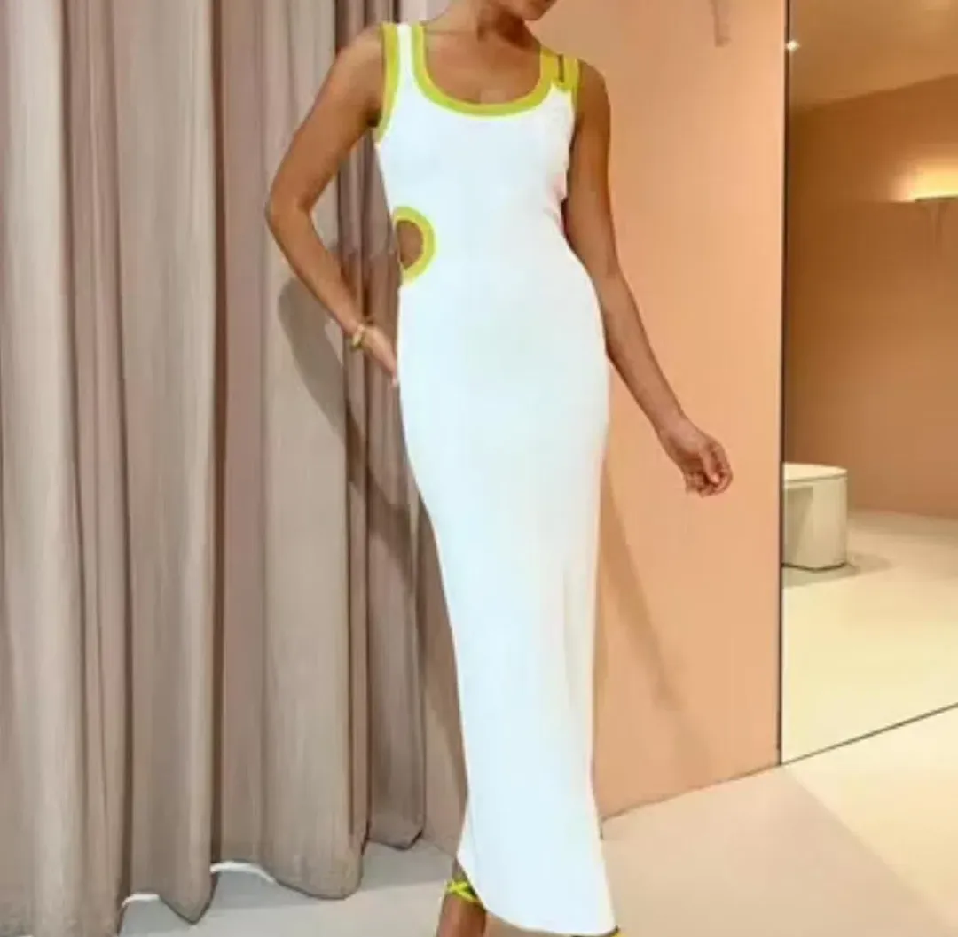 SIR the Label Evalina Cut Out Maxi Dress in Citrus Size 1/8  for rent on The Volte - main image