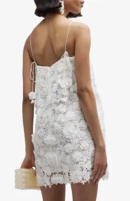 Zimmermann Raie Lace Flower Mini Dress Ivory Size 0 / AU 8 for rent on The Volte - image 3
