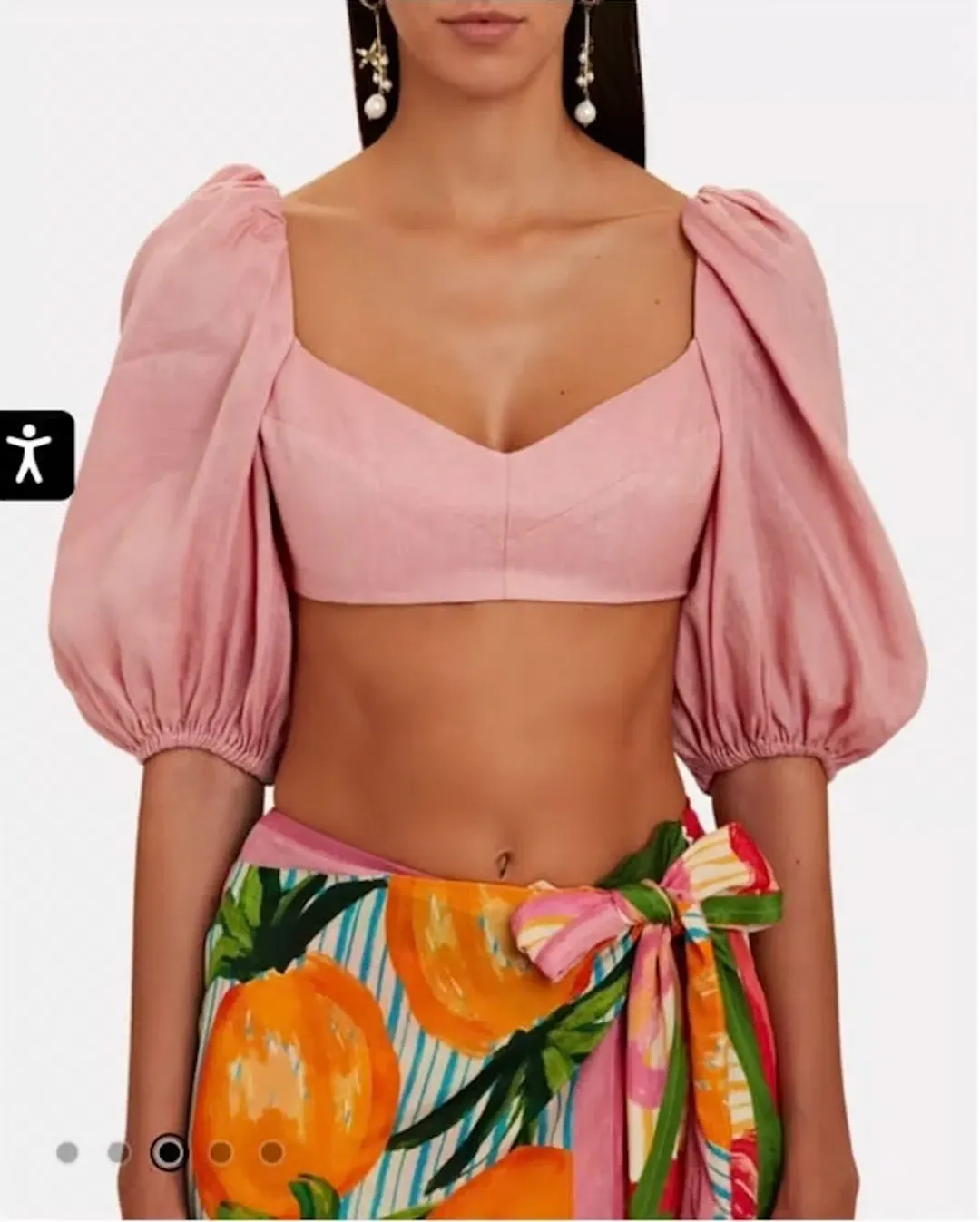 Zimmermann Jeannie Linen Crop Top Pink Size 0P / AU 6 for rent on The Volte - main image