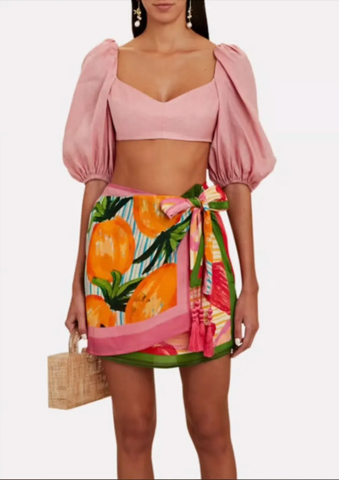 Zimmermann Jeannie Linen Crop Top Pink Size 0P / AU 6 for rent on The Volte - main image