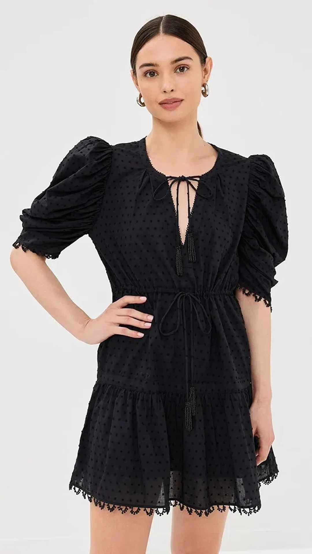 Farm Rio Summer Garden Mini Dress Black Size Small for rent on The Volte - main image