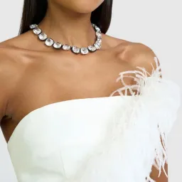 By Johnny Sadira Spiral Feather Mini Dress White Size 8 for rent on The Volte - image 2