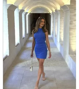 Sir the Label Sol Halter Mini Dress Cobalt Size 10 for rent on The Volte - image 4