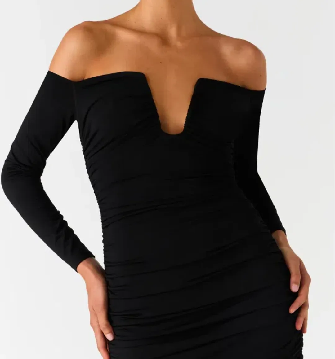 Misha Raelynn Matte Slinky Midi Dress Black Size 10/M for rent on The Volte - main image