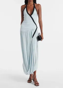 Christopher Esber Suspended Ruched Jersey Maxi Dress Blue Size Au6  for rent on The Volte - image 4